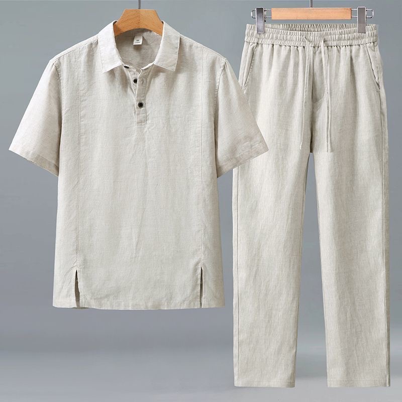 Short Linen Drawstring - Conjunto de Camiseta de Manga Longa