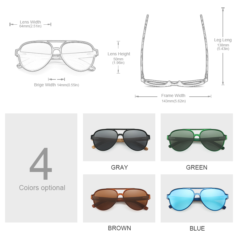 Oi óculos de sol de madeira pa - Sunglasses Aviator Polarized avaliação e preço