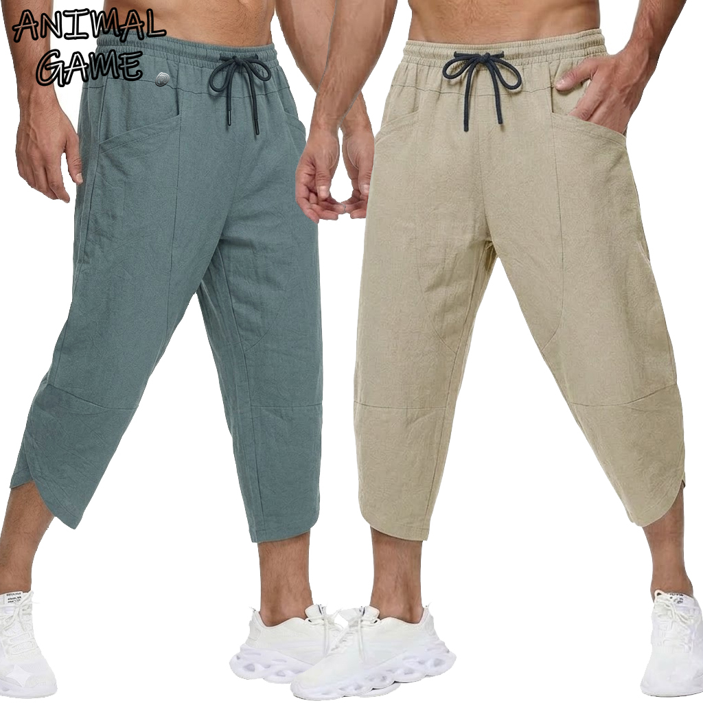 Calças curtas casuais de linho - Short Linen Drawstring avaliação e preço