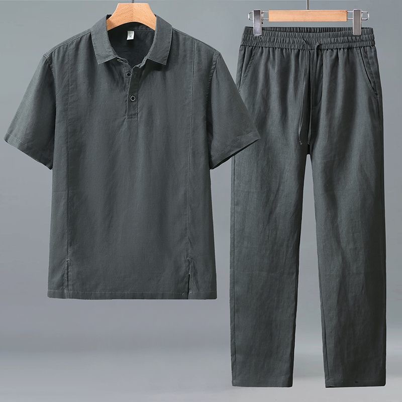 Conjunto de Camiseta de Manga  - Short Linen Drawstring avaliação e preço