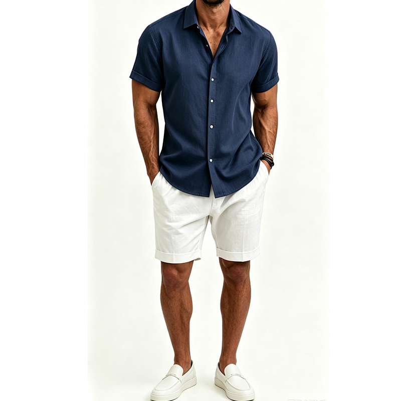 Conjunto de camisa e shorts de - Short Linen Drawstring avaliação e preço