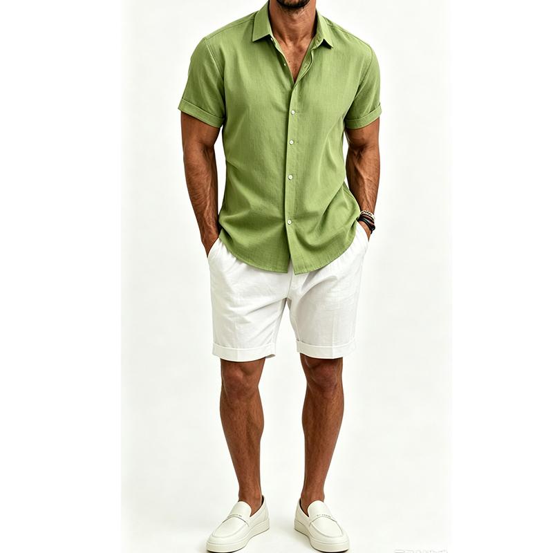 Conjunto de camisa e shorts de - Short Linen Drawstring avaliação e preço
